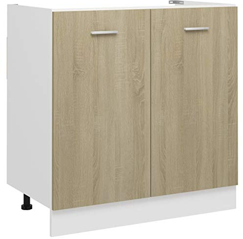TANZEM Spülenunterschrank, Spülenschrank, Unterschrank, Küchenunterschränke, Küchenunterschrank, Spülschrank, Sonoma-Eiche 80x46x81,5 cm Holzwerkstoff