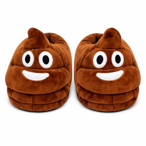 eBoutik - Funny Poo Plush Slippers – Summer Fancy Dress Hilarious Footwear Novelty Joke Stocking Filler – Cozy Indoor Keep Warm Footwear Basket Filler – Large 5-7