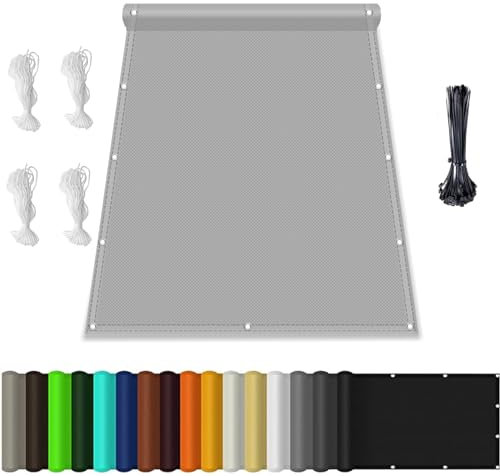 Sonnenschirm Segel, Terrassen Windschutz mit Seil, Sonnensegel Wasserdicht mit ösen, Terrasse überdachung Balkon Zaunblende Sichtschutz, für Balkon Garten Hellgrau 1.4x2.4M