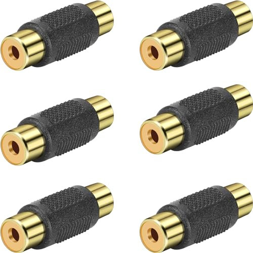 SAISN Accoppiatore RCA femmina a femmina, confezione da 6 connettori adattatori audio video placcati in oro da jack RCA a jack convertitore per amplificatore, altoparlante, TV