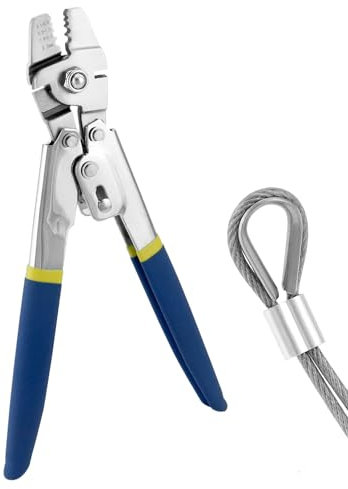 QWORK® Pinza per crimpare funi metalliche in acciaio inossidabile, per crimpare lenze da pesca, fino a 2.2 mm, con manici antiscivolo e funzione di taglio