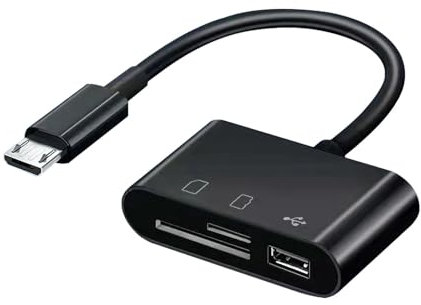 YAODHAOD Adaptateur Multiport Micro USB 3 en 1 - Hub avec Emplacements pour Cartes SD&TF, Compatible Galaxy S5 S4 S3 et Tablette