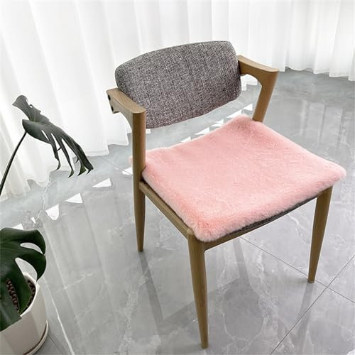 Ueiwffzo Plüsch Stuhlkissen, 45 * 45cm Bodenkissen Kunstfell Plüsch sitzauflage Bürostuhlkissen Schülermatte, sitzkissen rund Fell Optik Nachahmung Wolle Sofa Matte (Rosa,Quadrat)