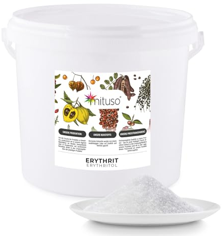 mituso Erythrit Eimer 4 kg, Premium Zuckeralternative - kalorienfreies Süßungsmittel ohne Gentechnik | Zahnfreundliche Süßungsmittel ohne Kalorien