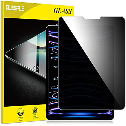 QUESPLE [1 Stück] Panzerglas Sichtschutz für iPad Pro 12,9 Zoll Modell 2022/2021/2020/2018 (6./5./4./3.Gen), 9H Härte Anti-Spy Schutzfolie, Panzer Schutz Glas Folie Displayschutz