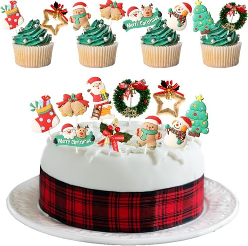 ACTOYS Tortendeko Weihnachten, 10 Stück, Kuchen Deko, Cake Topper, Deko für Kuchen Weihnachten