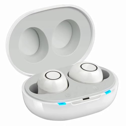 JINGHAO Amplificateur De Son Rechargeable Amplificateur de son auditif Invisible Avec Portable Boîtier De Chargement, lot de 2 (Blanc)