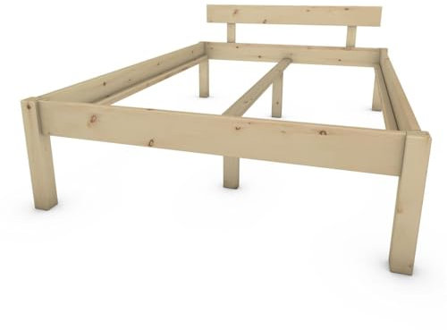 TUGA - Holztech Pfostenbett metallarm Zirbe Massivholz Daybett 180 x 200cm 58cm Höhe FSC 300kg Holzbett unbehandelt