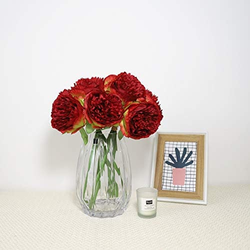 JOYHAZE 8 peonie artificiali, peonie in seta a stelo singolo, fiori finti per matrimoni, casa, ufficio, feste, decorazione per finestre, centrotavola, composizioni floreali fai da te (rosso)