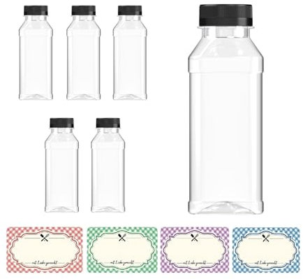GEPACK Lot de 5 bouteilles en plastique réutilisables de 500 ml avec 5 étiquettes personnalisables incluses | Créez vos propres étiquettes pour personnaliser chaque bouteille