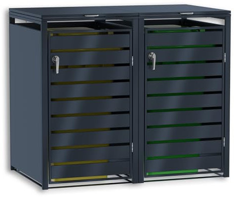 Graviers Boîte de rangement en acier robuste avec couvercle automatique 240 l