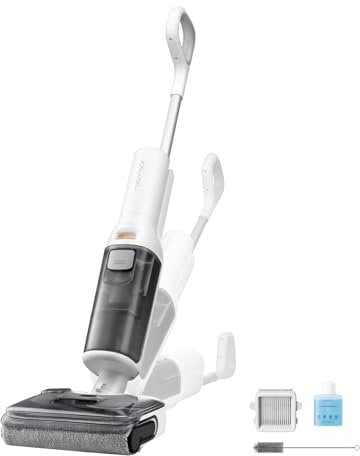 roborock F25 RT Aspiradora en Seco y Húmedo, Aspiradora-Fregona Sin Cable de 20.000 Pa, Autolimpieza a 90 °C y Secado, Limpieza de Bordes, Diseño Plano de 180°, Compacta (12,5 cm), Ligera