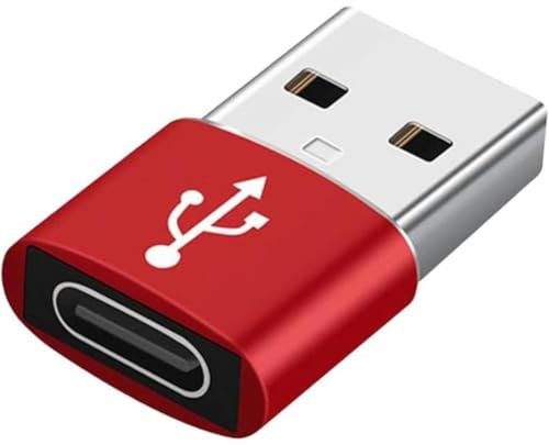 USB to USB C Adapter for i-Phone 16 15, PD 20W USB-C Type C Fast Car Charger Adapter Plug for i-Phone 14, 13, 12, 11, Sam-sung S24, S23, S22 S21 S20 and More, Type C Female to USB A Male (Red)