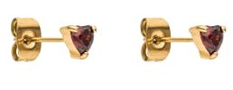 Purelei® Herzförmige Zirkonia Ohrstecker – Elegante rote Zirkonia-Steine in Gold, Silber & Roségold | Perfektes Accessoire für besondere Anlässe (Gold)