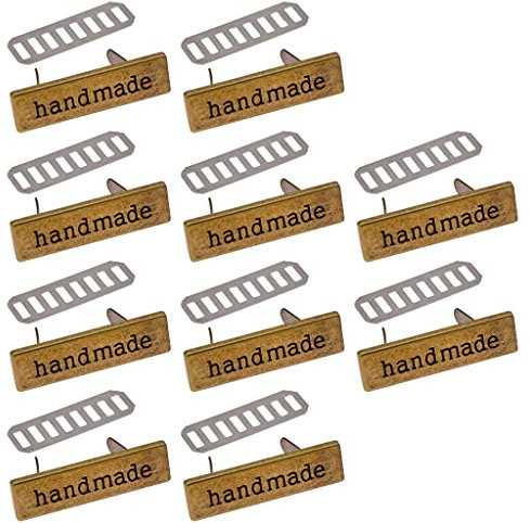 10pcs Metall Handgefertigte Etiketten Tags Für Kleidung Jeans Schuhe Taschen Kleidungsstück Rechteck Handgefertigtes Gedrucktes Etikett Nähen Bastelzubehör