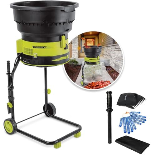 Sweet taize Electric Defoliator Compost Shredder, 2500w Bladeless Garden Leaf Crusher with Wheels & Storage Bags, 8000rpm Electric Chipper, Garden Cleaning Tools for Yard Cleaning,40m
