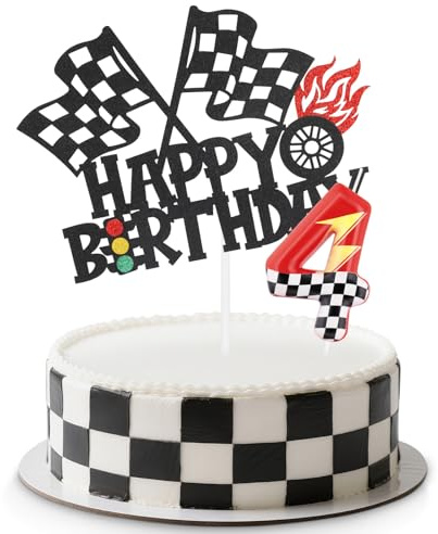 Racing Cars Birthday Candles Set,Red Number 4 Candle for Cake,4th Birthday Decorations for Boys,Racing Cupcake Toppers Cake Decorations for Boys Girls Birthday,Cars Themed Party Supplies