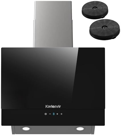 Dunstabzugshaube 60cm Seitenansaugung, 500m³/h Saugleistung, A++ | Edelstahl 430, 2x 1,5W LED-Beleuchtung, Touchpanel