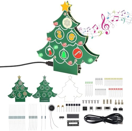 Lumenrix Weihnachtsbaum Löten Bausatz, 3 Farbwechselnde Beleuchtungsmodi Weihnachtsbaum Lötprojekte Mit Musik DIY Elektronik Bausätze Für Lernen Bildung Tischdekoration Kreatives Geschenk