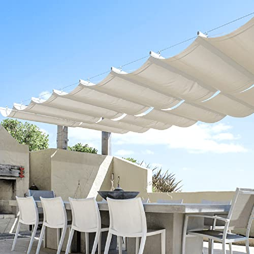 Half Cassette Electric Awning, Retractable Wave Shade Sail White U Shape Waterproof Resistant Multiple Sizes(1.5x10m/4.9x32.8ft)