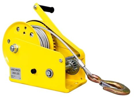 Hand Winch, 2600Pounds 40m 3m/min Wirerope Hand Operated Winch, Alloy Steel Manual Traction Hoist Winch Crane Bidirectional Self-Locking Jack