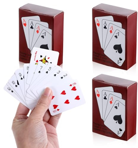3 Decks Mini Spielkarten Miniatur Pokerkarten Spielkarten für Reisen | Gastgeschenke für Weihnachten, Neujahr und Reisen Heimspiele