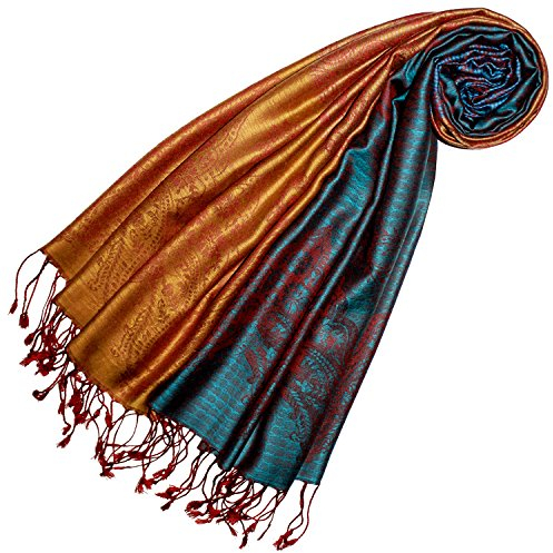 Lorenzo Cana Marken Pashmina Schal Schaltuch Stola Umschlagtuch opulentes Muster in harmonischen Farben mit Fransen 70 x 180 cm 100% Modal - 78435