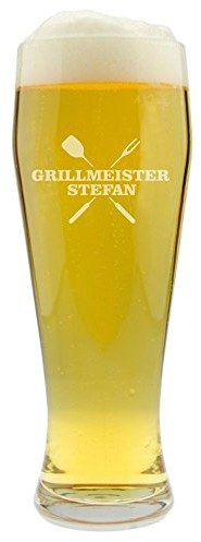4youDesign Grillmeister Weizenbierglas mit Namen ✓Bierglas ✓Männer ✓Geschenkidee ✓Bierliebhaber ✓Weihnachtsgeschenk ✓Grillen ✓Vatertag