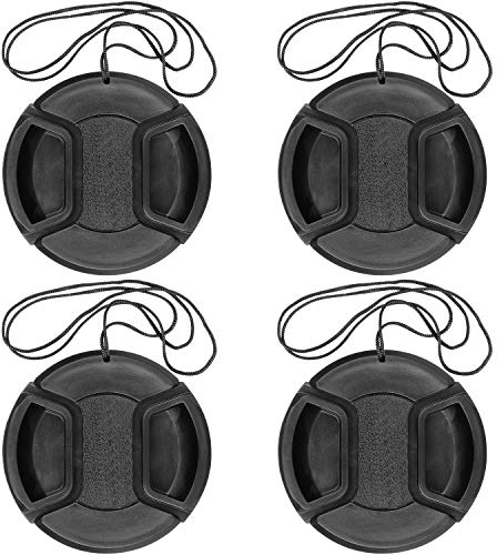 ChromLives Kamera 52mm Objektivdeckel Center Pinch mit Objektivdeckel Leash Hole Bundle kompatibel mit DSLR-Kameras Nikon Sony Canon & Andere DSLR-Kameras UV-Objektiv (52mm) - 4er Pack