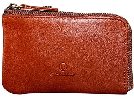 Cronus & Rhea® | Luxus Schlüsselmäppchen aus exklusivem Leder (Aeacus) | Schlüsselanhänger - Schlüsseletui - Schlüsselhalter | Echtleder | Mit eleganter Geschenkbox | Herren - Damen (Cognac)