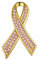 U7 Épingle Femme Broche Ruban Rose Plaqué Or Jaune avec Zircon Cubique - Pins Octobre Cancer du Sein
