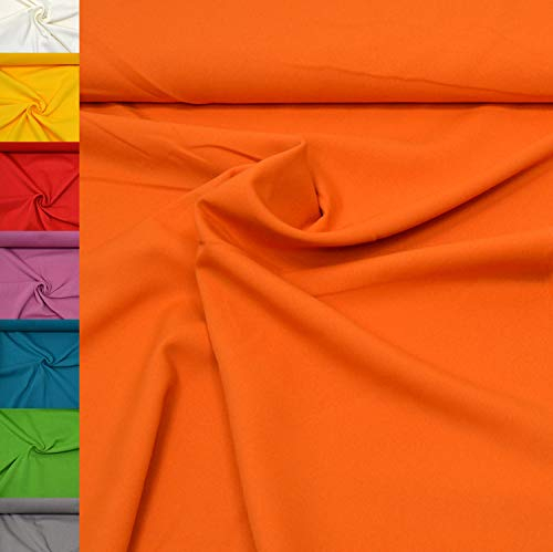 MAGAM-Stoffe 1m Mara Universal-Stoff uni Blickdicht Knitterarm Kostüm Tischdecken Dekostoff (04. Orange)