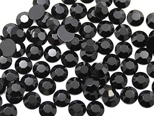 Allstarco 1000PCS 6mm SS30 Jet Black .JT Acrylic Flat Back Rhinestones for Jewelry Making and Face Painting Card Making Embelishments Plastic Gems