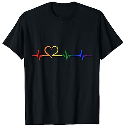 Gay Pride Herzschlag EKG Regenbogen Herz CSD LGBT T-Shirt T-Shirt