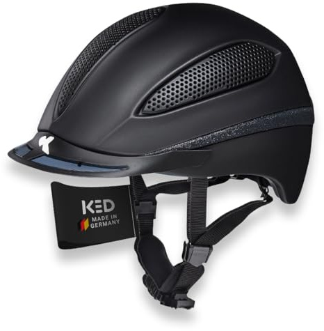 KED Paso Reithelm Für Damen Und Herren – Leichter Reithelm Mit MaxShell Konstruktion, Verstellsystem Und Hohem Farbe: Black Matt Dark Shine | Größe: 57-62 (L)