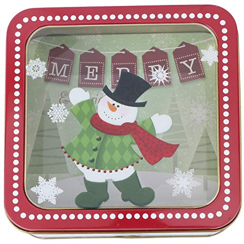 VALICLUD Christmas Tinplate Empty Tin Square Candy Cookie Storage Container Box Santa Claus Christmas Biscuit Tins