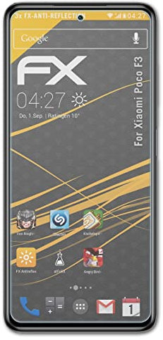 atFoliX Película Protectora compatible con Xiaomi Poco F3 Lámina Protectora de Pantalla, antirreflejos y amortiguadores FX Protector Película (3X)