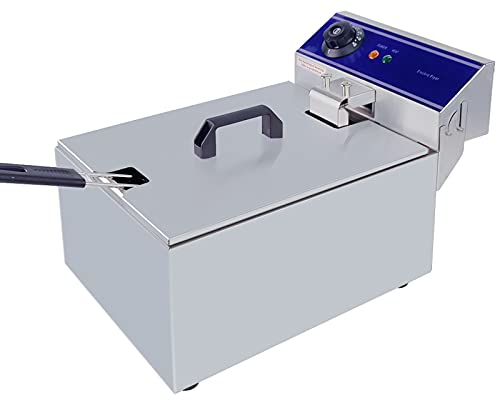 MOOTACO 10L Fritteuse Friteuse Edelstahl Gastro, Profi Elektro Fritteuse 3000W, Edelstahl elektrische Fritteuse mit Öl, Maximale Ölkapazität 6L