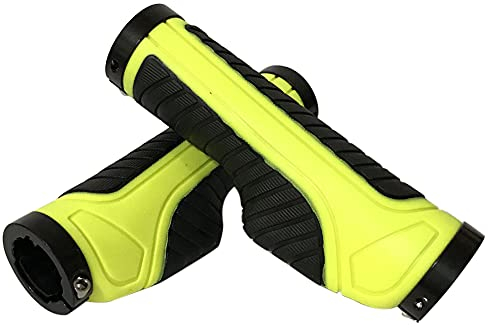Herbests Fahrradgriffe Ergonomisch, 1 Paar Rutschfester Gummi Fahrrad Griffe Lenkergriffe Fahrrad Lenker Griffe 22mm mit Endkappen für MTB, Trekkingrad, E-Bike, Cityrad Rennrad und Faltrad,Gelb