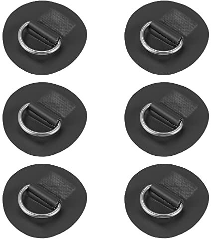 X AUTOHAUX 6 Stück 6cm D Ring Patch Pads PVC Edelstahl für Surfbrett Schwarz