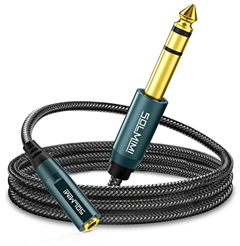 SOLMIMI 3.5mm auf 6.35mm Klinke Adapter (3 meter) - 1/4 Stecker auf 1/8 Buchse Audio klinke Adapter kabel mit Nylon Geflecht für Verstärker, Kopfhörer, Lautsprecher, Mixer, Guitar Amp, Piano
