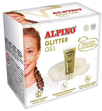 Glitter Gel Alpino Party color oro formato monocolore 6 pezzi| Gel viola con base trasparente| Viola liquido color oro | Trucco viso liquido per feste, Carnevale, Halloween