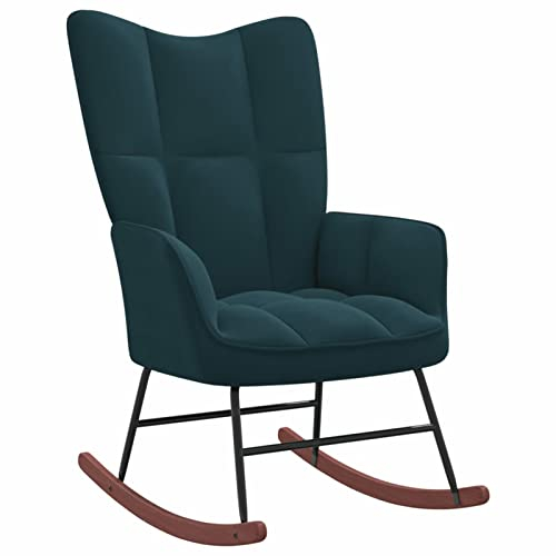 Tidyard Schaukelstuhl Relaxstuhl Schaukelsessel Schwingsessel Ruhesessel Relaxsessel Schwingstuhl Polsterstuhl Samt Blau