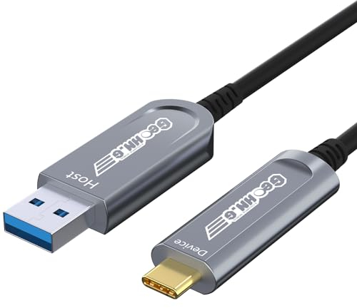 Cavo in Fibra Ottica da USB A a USB C 10M, 10Gbps USB 3.2 Trasferimento Dati ad Alta Velocità USB Gen2 per VR, Webcam, TV, Fotocamera, Xbox 360, Laptop, Videoconferenza e Altro