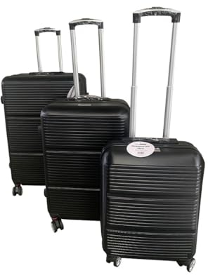 JUNG Champ Koffer Set 3 teilig Schwarz ABS-Hartschale, mit Zahlenschloß, Teleskopgriff, Kofferset 3 Größen - Handgepäck/Mittel/Groß, Reisekoffer mit Rollen, Trolley, Hartschalenkoffer