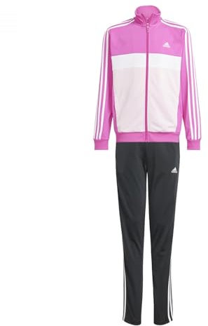 adidas Unisex - Bambini Essentials 3-Stripes Tiberio Track Suit, semi lucid fuchsia/white/clear pink/white, 13-14 Years