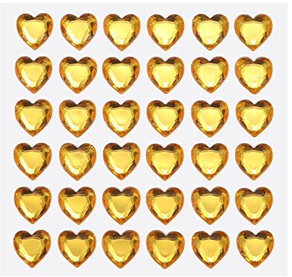 sourcing map 144Stk Herz Strass 10mm Selbstklebende Edelsteine Aufkleber Schmuck Sticker für Valentinstag Kosmetik Kunst und Handwerk Basteln Schmuck Herstellung Gold