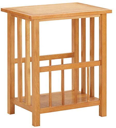 Homgoday Table basse avec porte-revues 45 x 35 x 55 cm en chêne massif, table de salon, table de bureau, chambre à coucher jardin