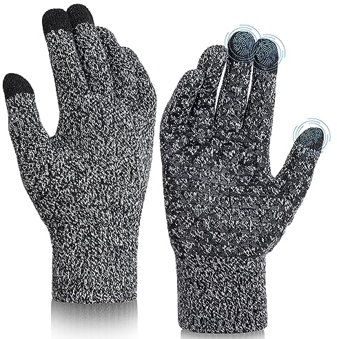 Wmcaps Winterhandschuhe Herren und Damen,Touchscreen Handschuhe,Thermo Strickhandschuhe Warm Gloves Winter, Geburtstag Weihnachten Geschenkes für Männer Gefüttert Laufhandschuhe(Schwarz und weiß)