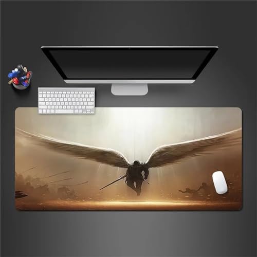 Gaming Mauspad 600x400x2mm,Engel-Krieger XXL Mousepad,rutschfest Tischunterlage Large Size Groß,verbessert Präzision und Geschwindigkeit,abwaschbar - für Heimbüro Maus und Tastatur